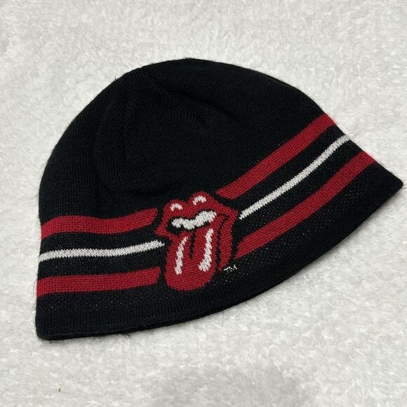 Other - Y2K Rolling Stones Beanie Skullcap in Black with Classic Tongue Logo